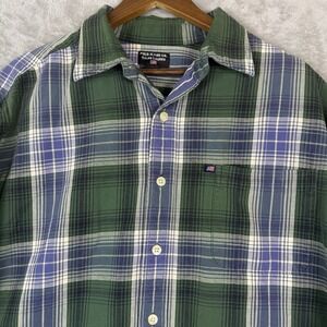 Polo Jeans Co Ralph Lauren Men's Size XL Green Plaid Long Sleeve Flannel Shirt